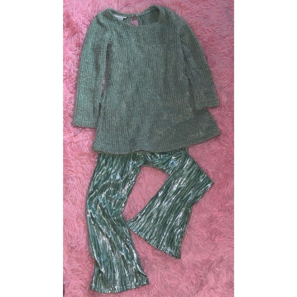 Bonnie Jean Aqua Green and Silver Kids Matching Set